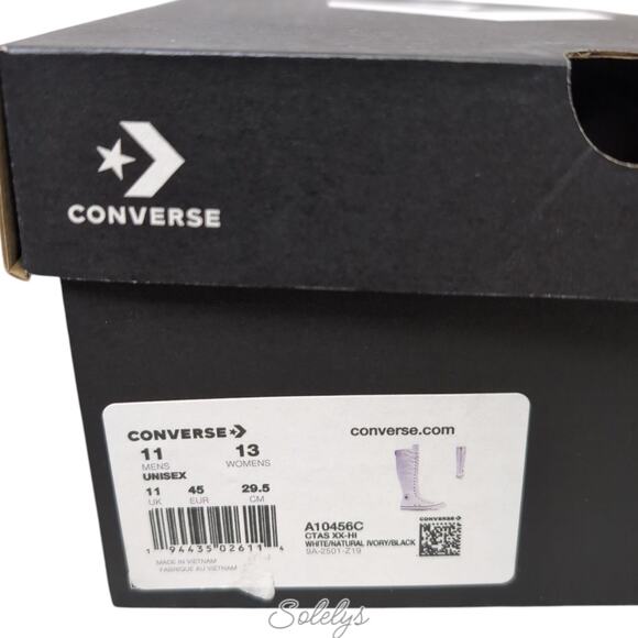 Converse XXHI White Black Red Elastic Lace Canvas Knee High Sneaker Boot M11 W13 - Picture 6 of 9